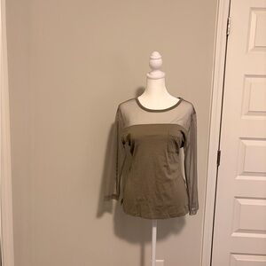 DKNY Olive Sheer Sleeve Blouse